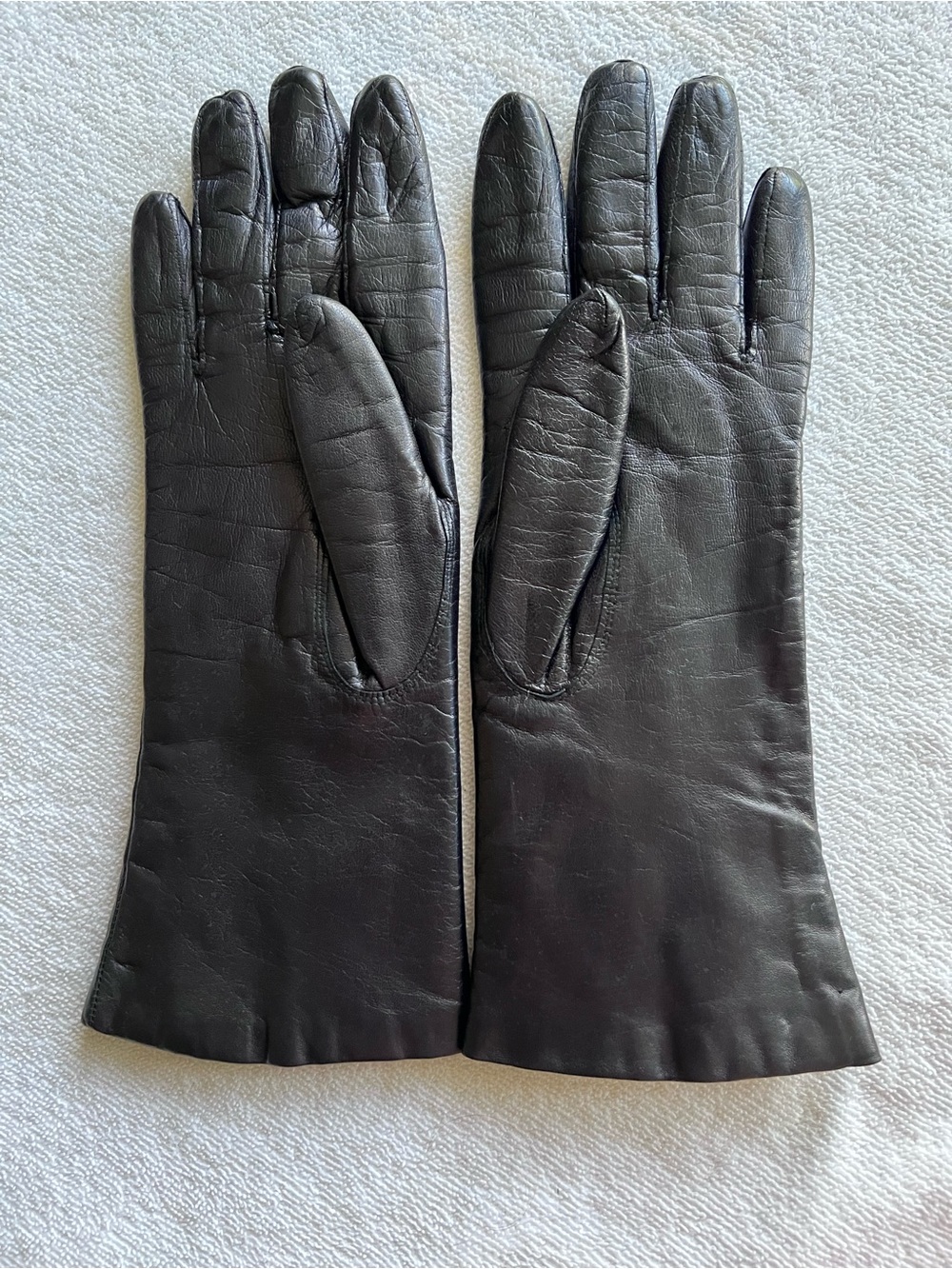 Vintage Franklin Simon Fur Lined Black Leather Women's Gloves
